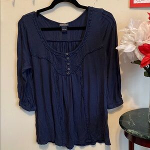 Lucky Brand Women's Navy Blue Top Size Large
